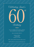 Blue Stripes 60th Birthday Invitation 5x7 Flat Card