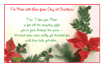 "For Mom With Love"  Christmas Printable Card  Blue Mountain eCards