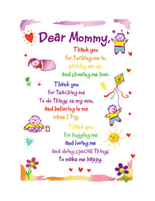 Dear Mommy Greeting Card - Mother's Day Printable Card 