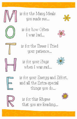 "Funny Rhyme for Mother"  Mother's Day Printable Card 