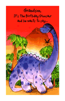"The Birthday Dinosaur"  Birthday Printable Card  Blue 