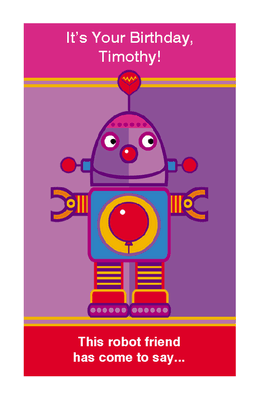 service card print greeting Card Birthday  Happy  Greeting Card Fun Printable Robot