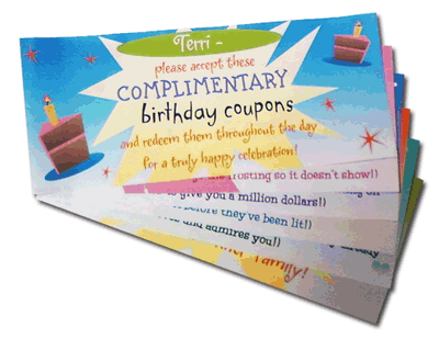 "Birthday Coupons" | Birthday Printable Card | Blue ...