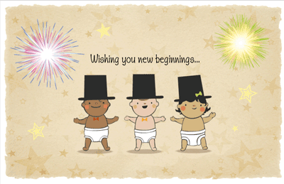 "New Beginnings"  New Year's Day Printable Card  Blue 