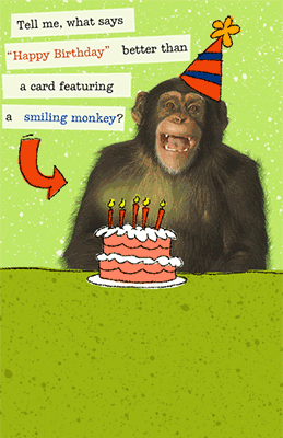 Smiling Monkey Greeting Card - Happy Birthday Printable Card | American