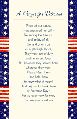 A Prayer for Veterans Greeting Card - Veterans Day 
