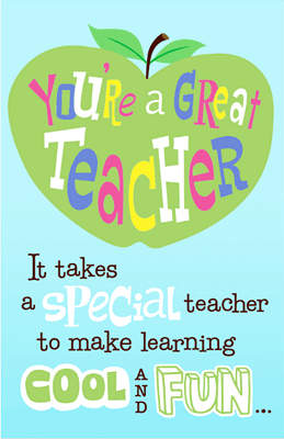 Great Teacher Greeting Card - Teacher Appreciation Day Printable Card ...