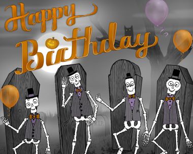 Skeleton Birthday Song (Interactive) Halloween eCards