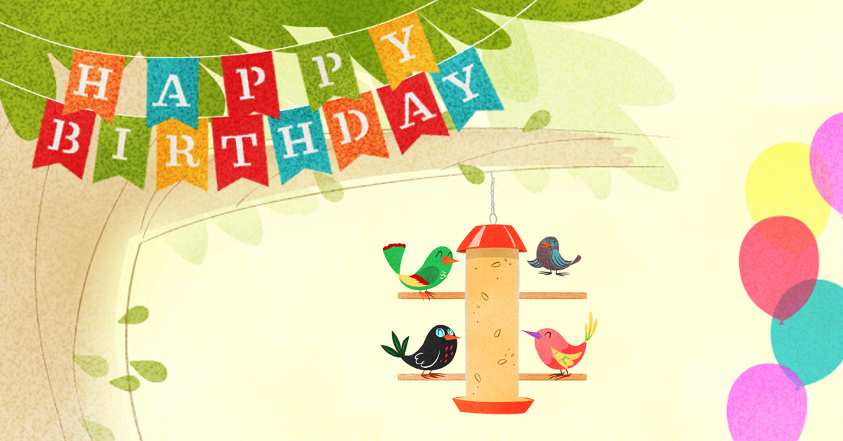 "Four Birds Birthday Song (Personalize)" | Birthday eCard | Blue