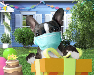 Talking Dog with Mask (Personalize) Quarantine Birthday eCards