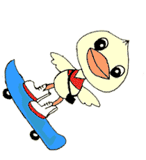 One duck, on a skateboard, who is the star!