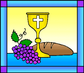 Chalice, bread and grapes