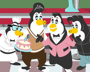 Bee-Bop Penguins Birthday Song Birthday eCards