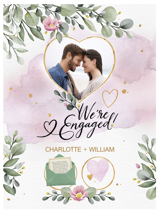 Watercolor Engagement Pics & Wishes artwork