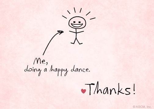 "Happy Dance Reply Card"  Thank You Postcard  Blue 