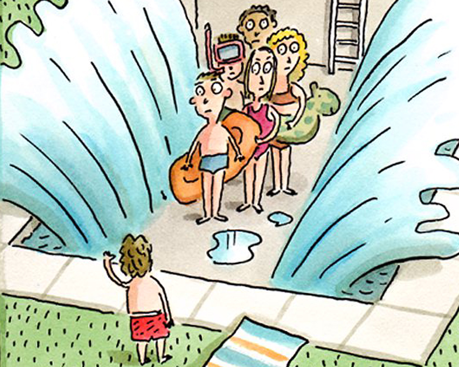 "Moses Parts the Swimming Pool" Postcards Blue Mountain