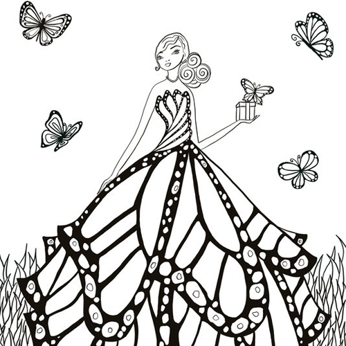 Bella Butterfly Dress Coloring Page