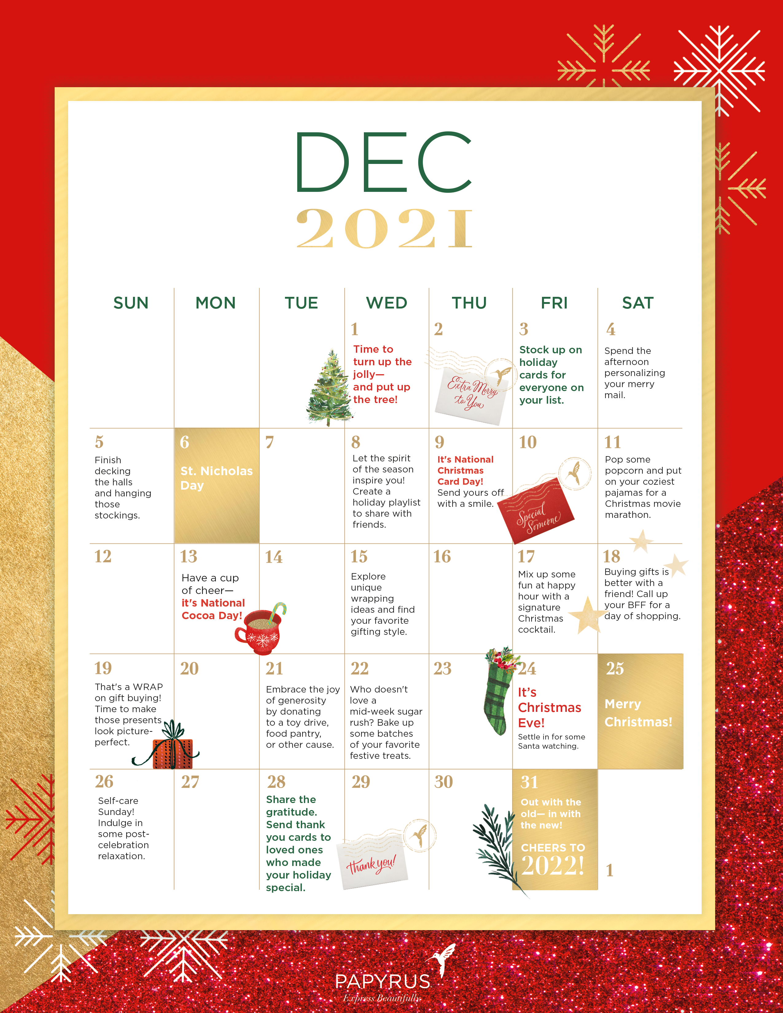 Holiday December Calendar 2021