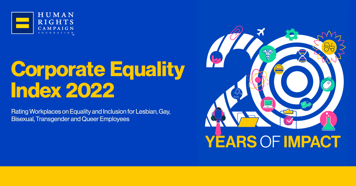 Top score in Human Rights Campaign Foundation 2022 Corporate Equality Index