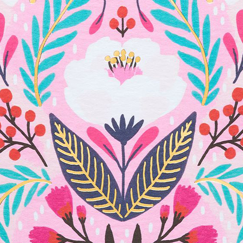 floral pink and blue wallpaper