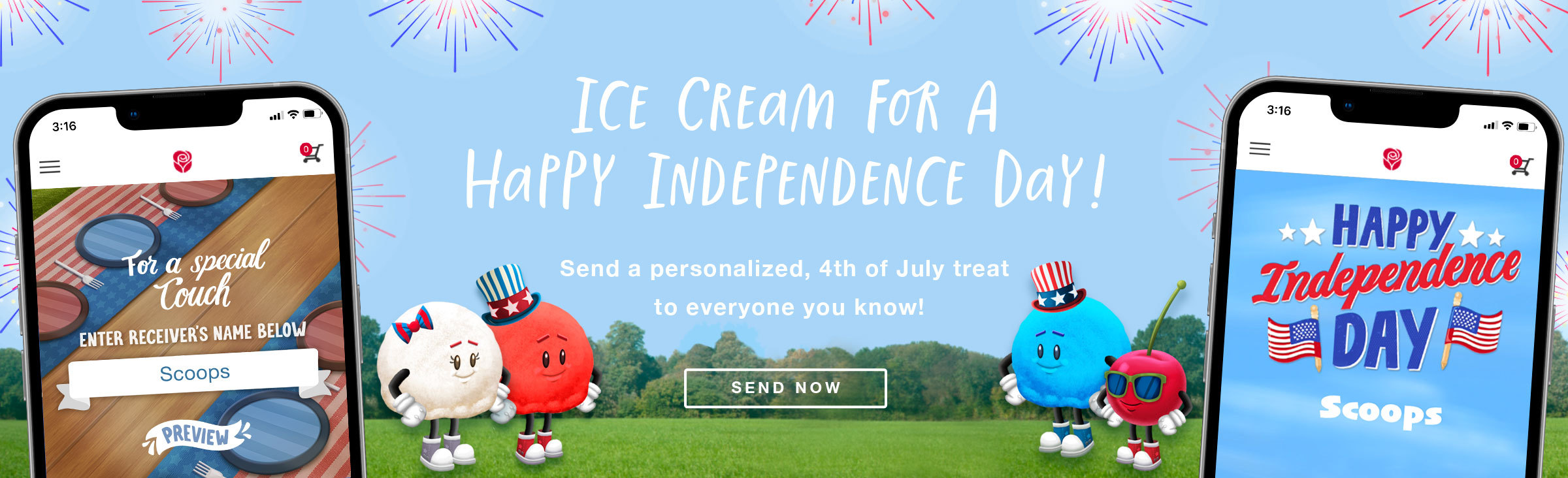 Super Scoop ice cream 4th of July card