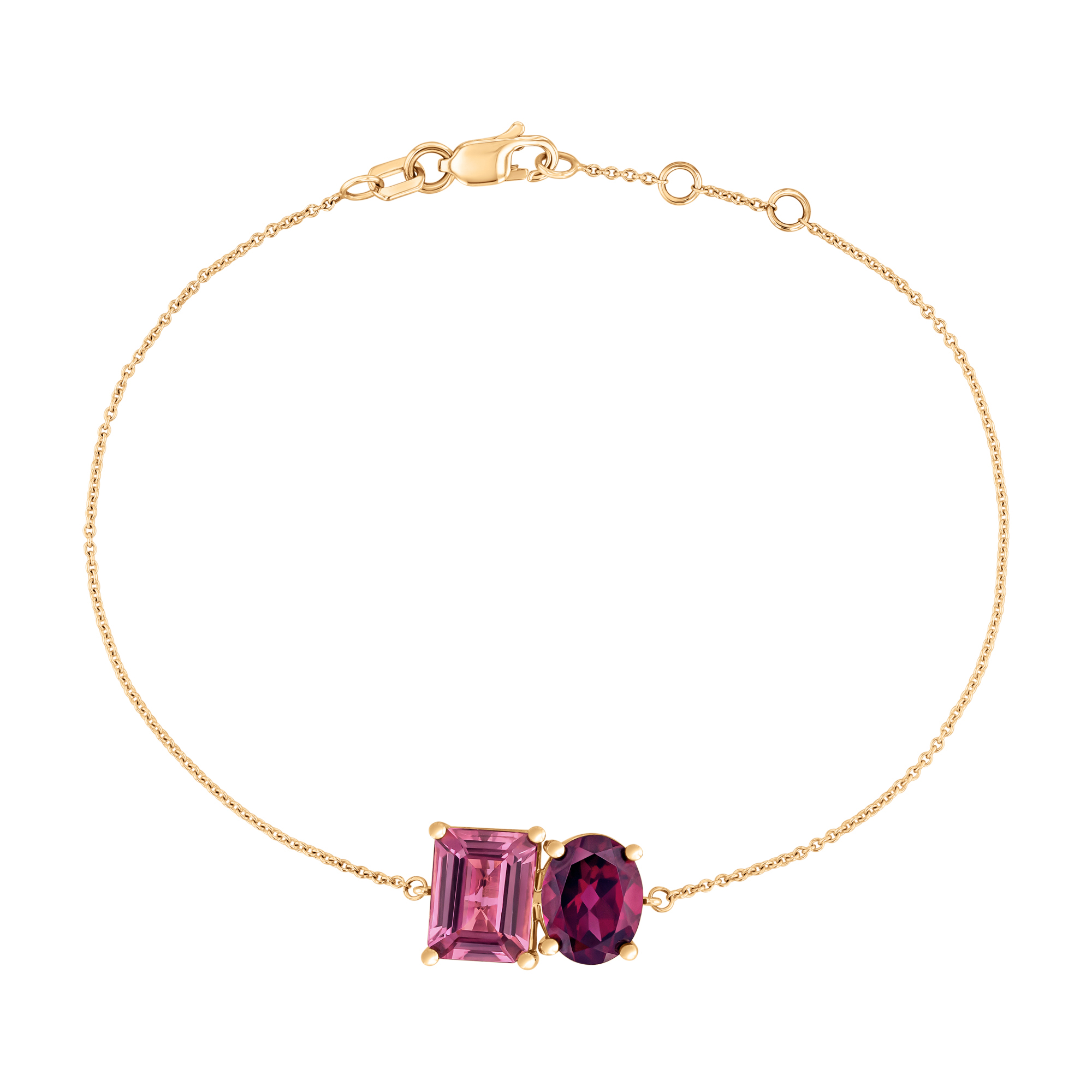 Papyrus Mystic Pink Topaz and Rhodolite Garnet Yellow Gold Bracelet