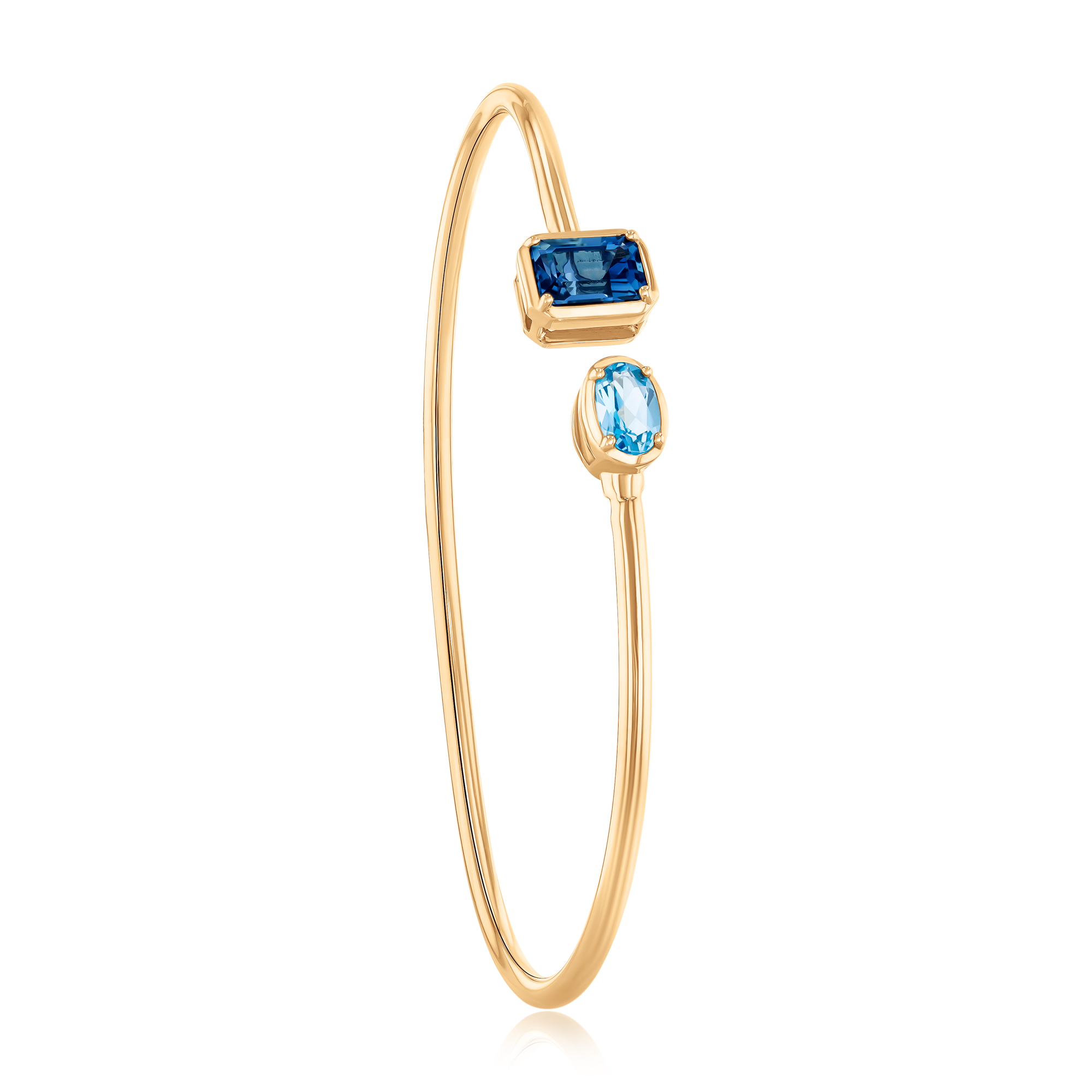 Papyrus London Blue Topaz and Blue Topaz Yellow Gold Cuff Bracelet Image 2