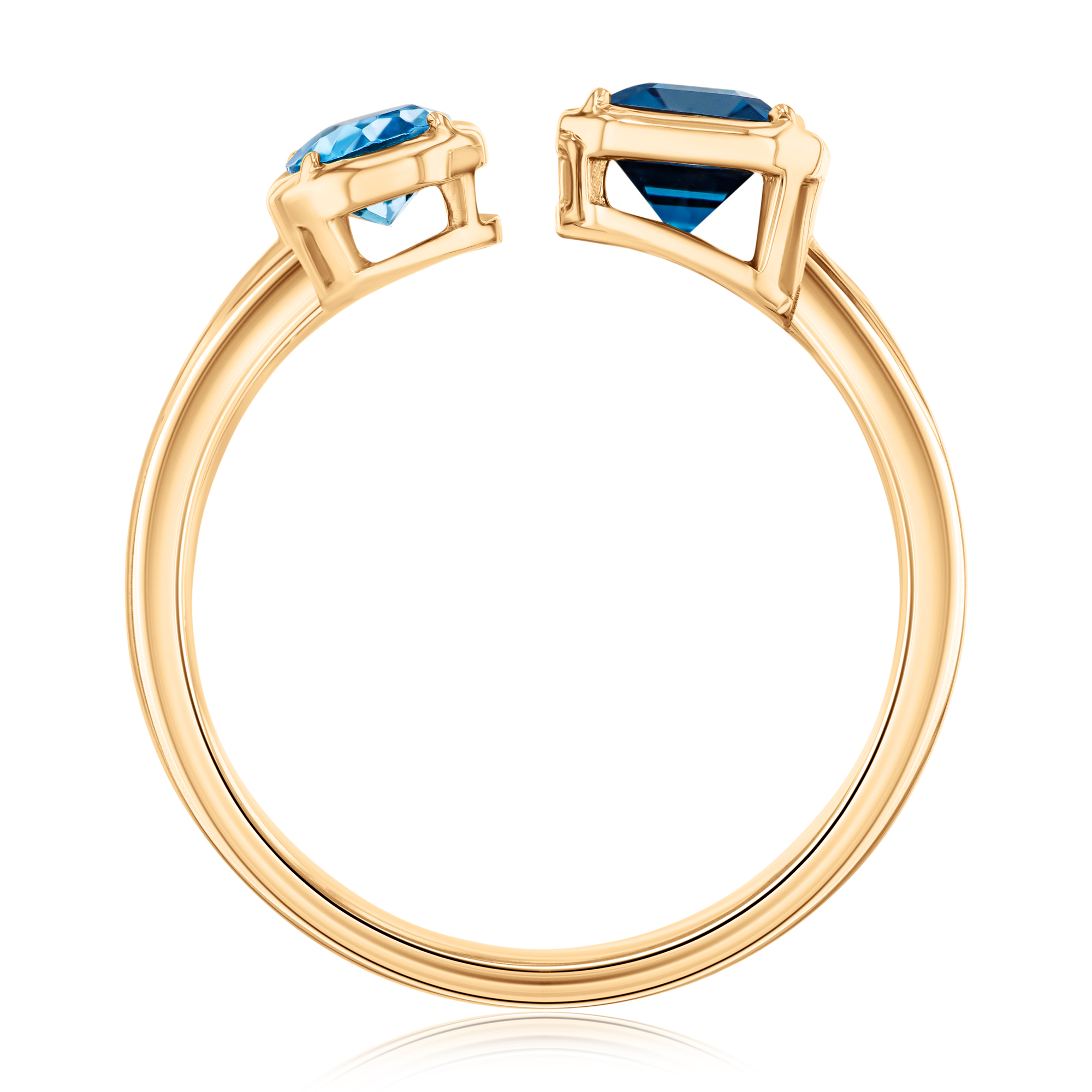 Papyrus London Blue Topaz and Blue Topaz Yellow Gold Open Ring Image 3