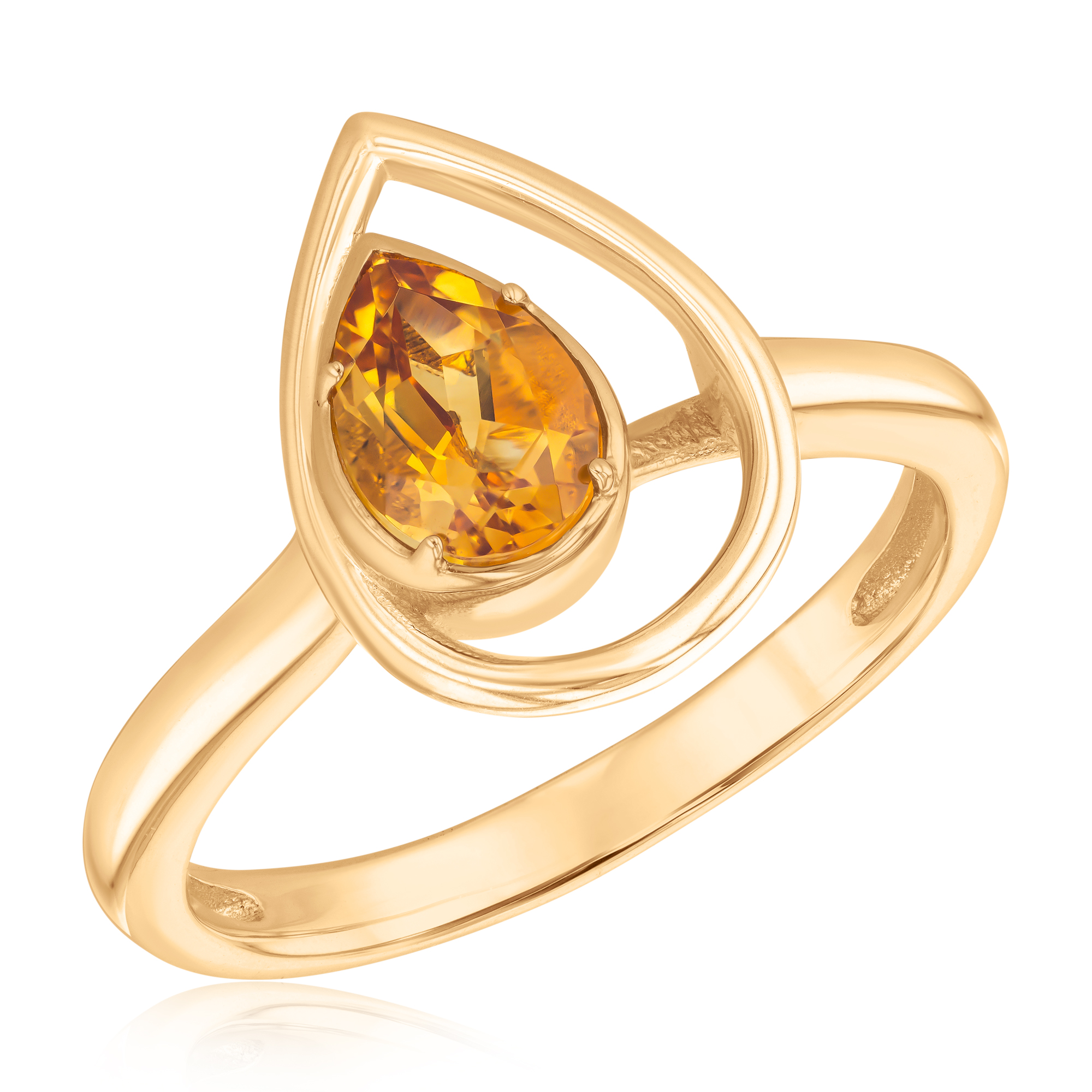 Papyrus Citrine Yellow Gold Teardrop Ring