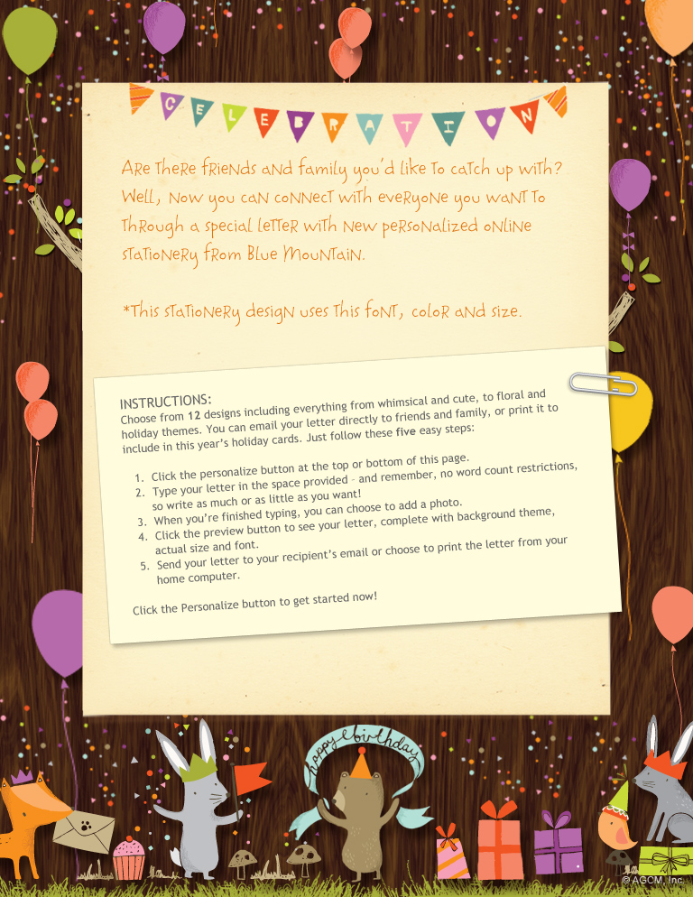 "Birthday Cute Stationery" Birthday Stationery Blue Mountain eCards