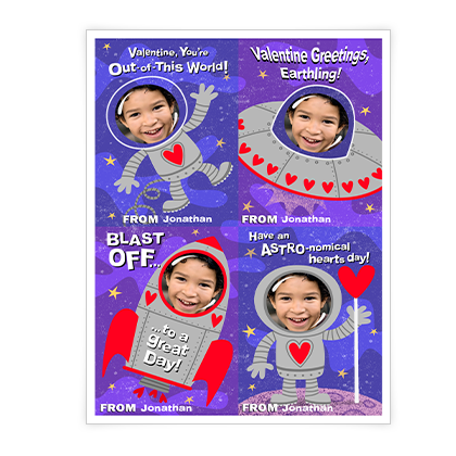 Outer Space Valentines<br>Kids Add-a-Photo Valentine's Day Cards