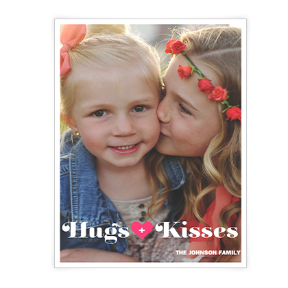 Hugs + Kisses<br>Add-a-Photo Valentine's Day Cards