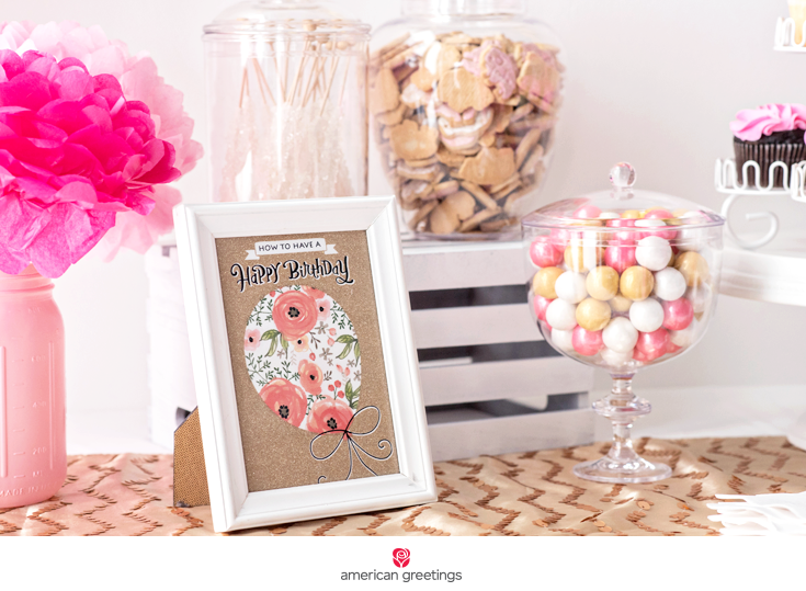 pink and gold birthday party frame treats