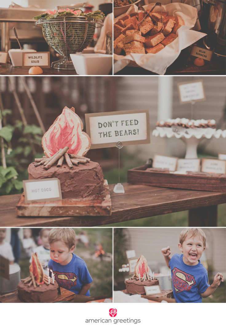 Camping birthday party food table