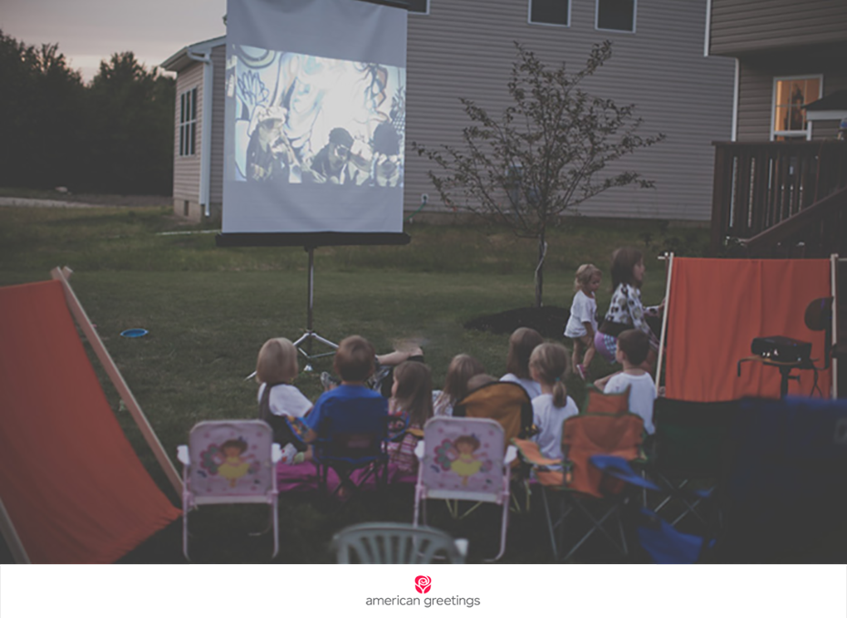 Camping party backyard movie