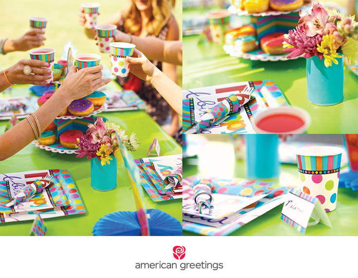 Stripes and dots party plates, cups and napkins