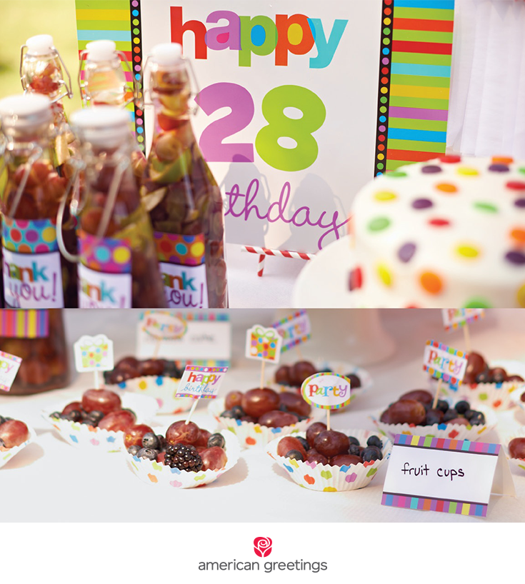 Stripes and dots birthday party food