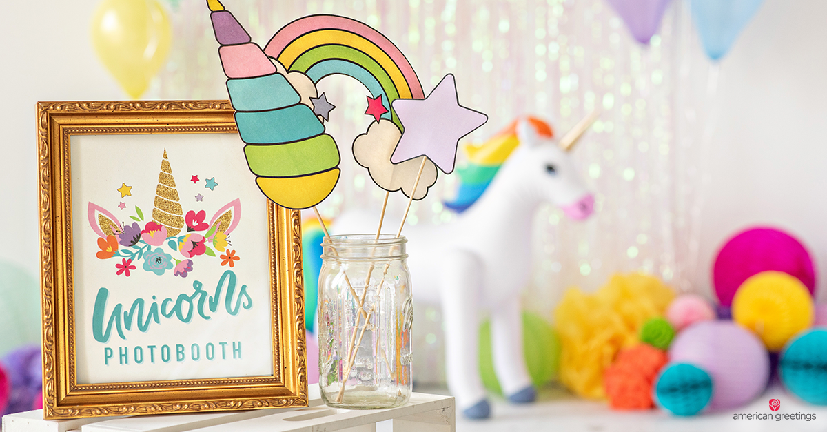 Unicorn party sign table sign and backdrop decorations