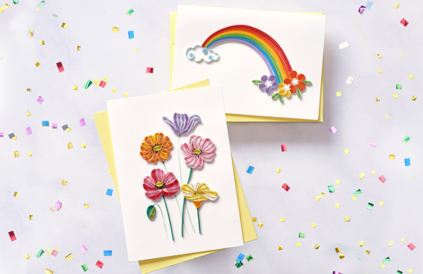 Everyday quilling cards rainbow colored