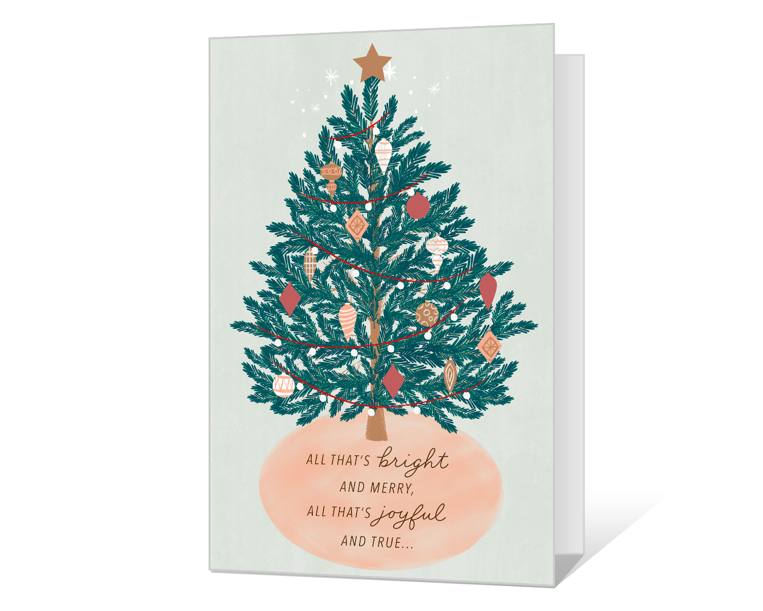 American Greetings Holiday Woodland Tree/Script/Fair Isle Gridline